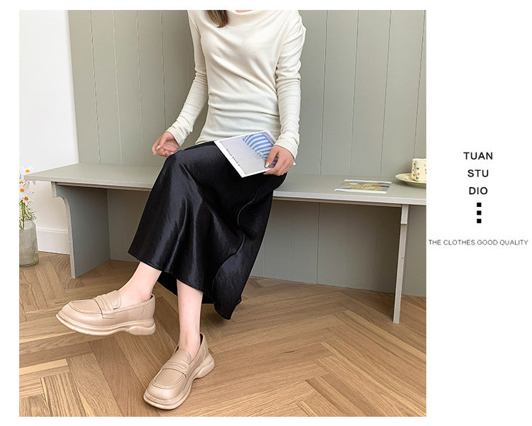 Thick-Soled Loafers British Style Slip-On White Shoes for Women 2025 New Versatile Toe-Toe Shoes Cross-Border Foreign Trade Women's Shoes