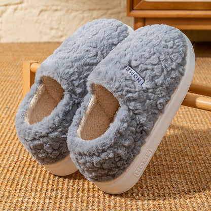 Women's Winter Indoor Warm Non-Slip Thick-Soled Cotton Slippers with Heel Cover, Maternity Cotton Shoes, Plush Outdoor Cotton Shoes for Men