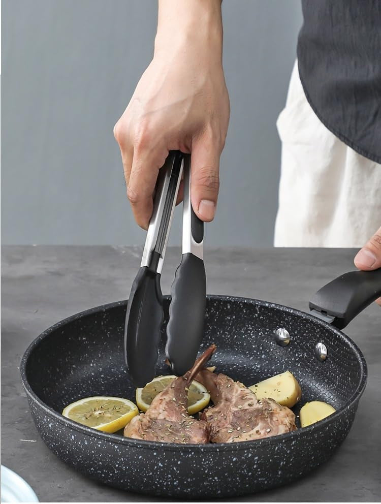 Cross-Border High-Temperature Resistant Steak Grilling Tongs 430 Stainless Steel Anti-Scalding Thickened Barbecue Tongs Kitchen Tools Food Tongs