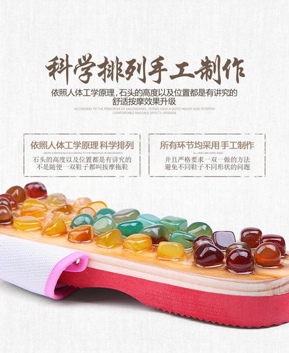 Home Foot Imitation Colored Jade Health Massage Slippers Acupoint Foot Massage Shoes Men's Massage Shoes Wear-Resistant Sandals Women's Summer
