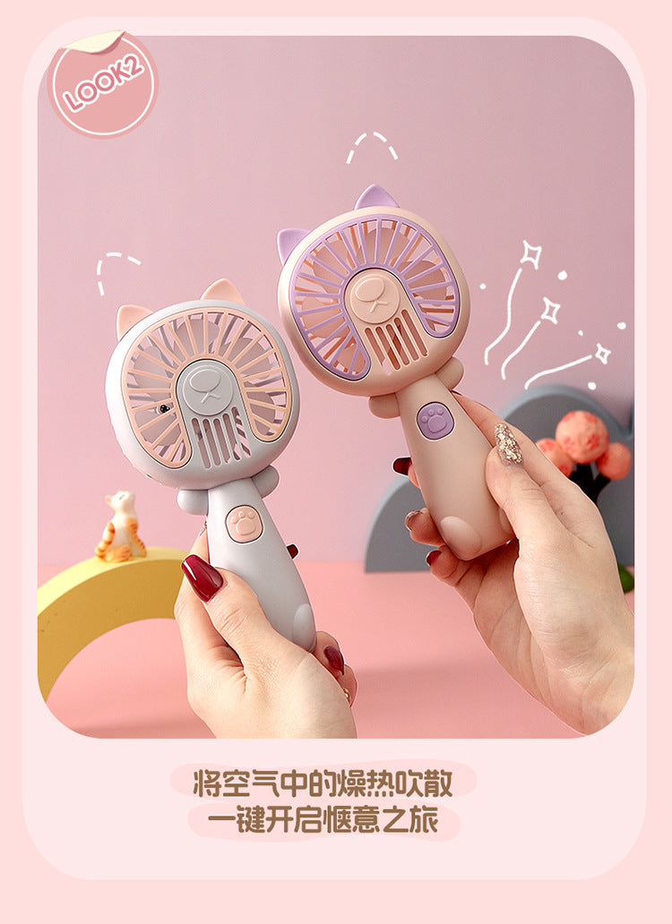 New cartoon mini fan summer outdoor portable USB rechargeable fan student dormitory desktop fan