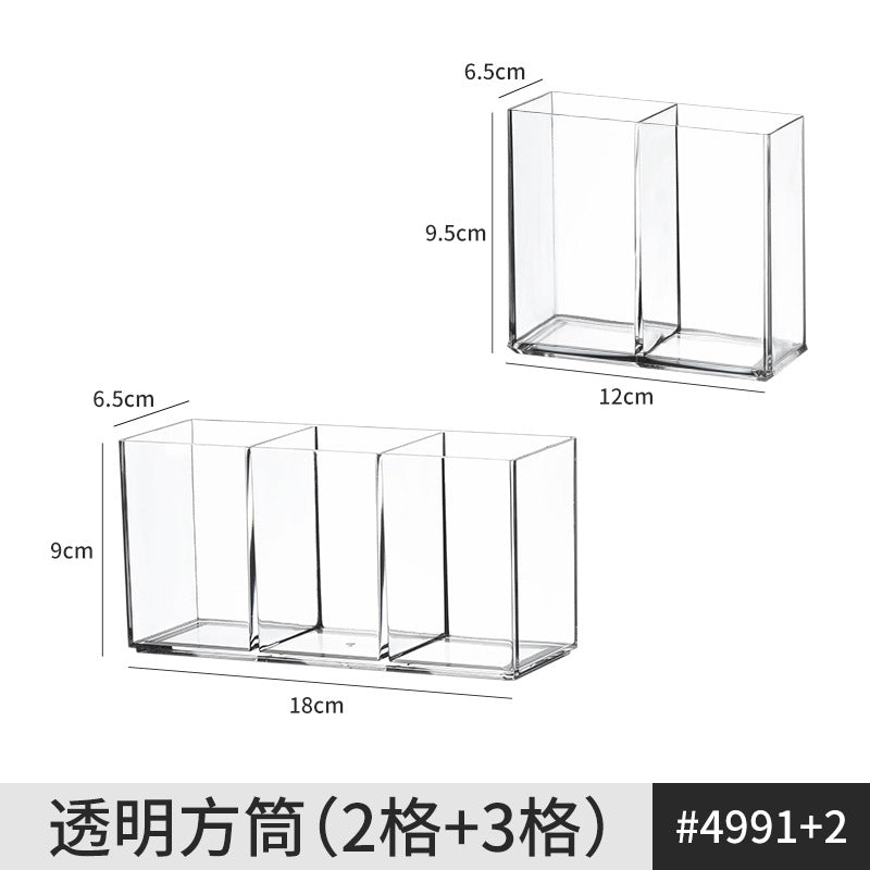 [Multiple Specifications] Transparent Square Storage Tube Detachable Cosmetics Organizer Box Cosmetics Storage Rack Mi Mu
