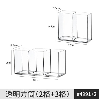 [Multiple Specifications] Transparent Square Storage Tube Detachable Cosmetics Organizer Box Cosmetics Storage Rack Mi Mu
