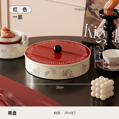 Fruit Tray Living Room Coffee Table Food Grade Melon and Peanut Snacks Dried Fruit Box Multi-layer Rotating Liftable Candy Box