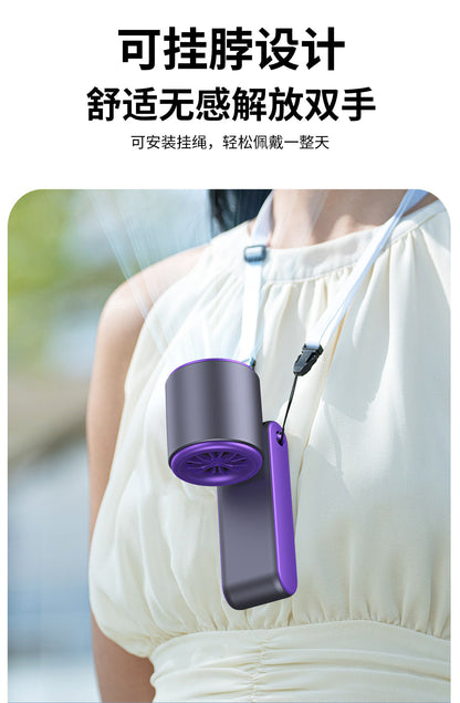 Cross-border new T15S handheld refrigeration ice fan usb high-speed turbo violence fan folding neck fan