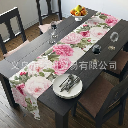 Linen Table Runner Pastoral Flower Lemon Summer Home Dining Table Outdoor Decoration Printed Tablecloth Table Runner