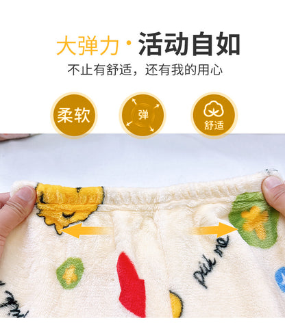 Men's and Women's Flannel Pajamas suit Autumn and Winter Middle and Big Children's Warm fleece-lined Thickened Autumn Clothes and Pants Home Clothes