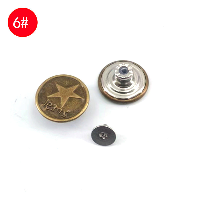 Wholesale In-Stock Waist-Cinching Button-Free Detachable Jeans Buttons, Eco-Friendly Buttons, Screw Metal I-Shaped Buckles