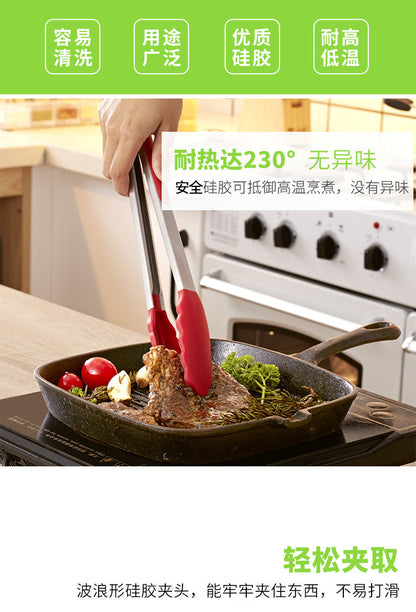 in stock 7 inch 9 inch 12 inch silicone food clip 3 piece set stainless steel food clip BBQ barbecue clip bread steak clip