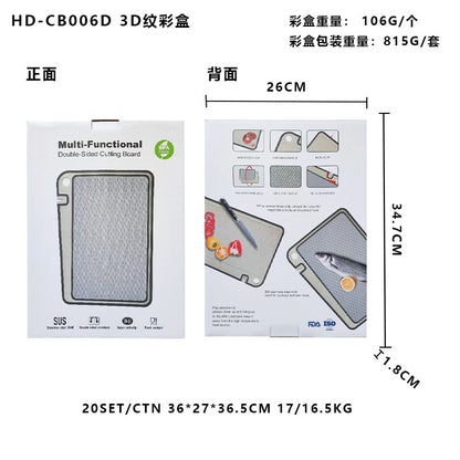 New in stock Amazon Explosions 3D Pattern Stainless Steel Cutting Board Titanium Cutting Board 304 Double-sided Cutting Board