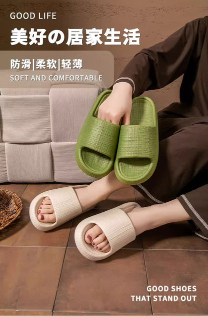 Thick-Soled Sandals for Women 2025 New Summer Home Indoor Bathing Non-Slip Simple Shit-Stepping Couple Slippers for Men