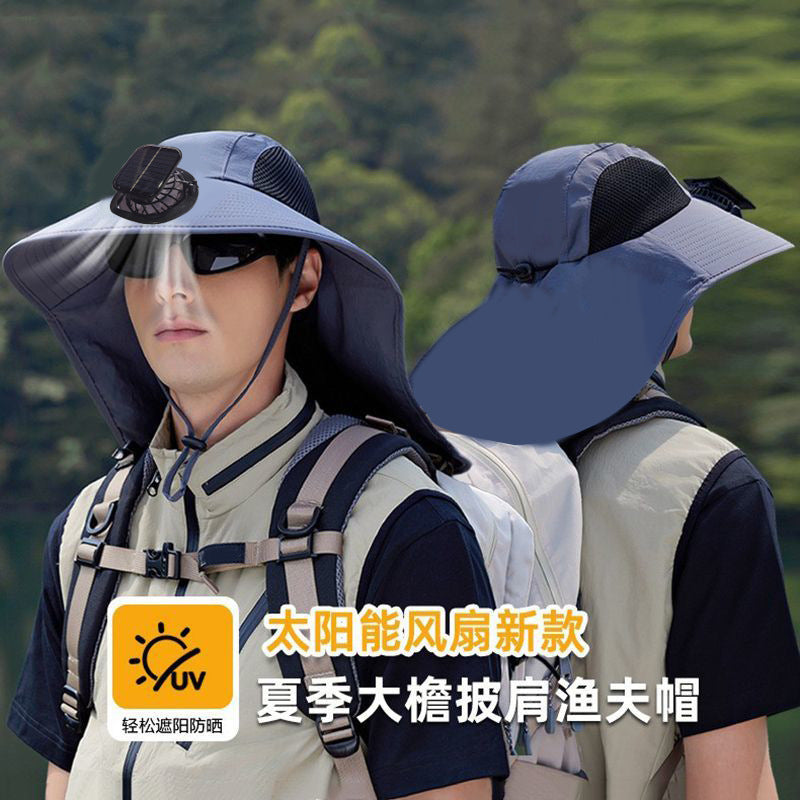 Solar Fan Hat, Summer Shawl, Neck Protection, Sun Protection Hat, Men's Outdoor Fishing and Hiking Hat, New Style Hat