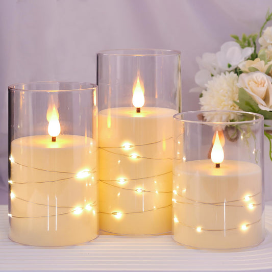 Flameless Candle Battery Powered Candle LED Fairy Light Plexiglass Candle with Remote Control Holiday Candle