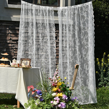 Cross-border Amazon European and American Home Lace Curtain Pastoral White German Curtain Bedroom Living Room Semi-shading Finished Curtain