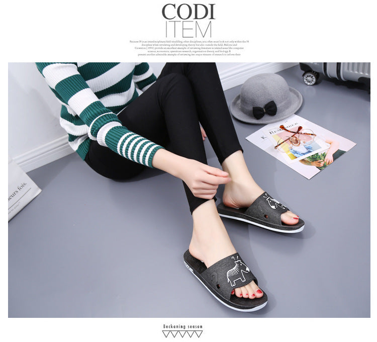 Summer Pvc Bathroom Slippers Home Cartoon Couple Slippers Indoor Cute Bath Non-Slip Sandals Women's Stall
