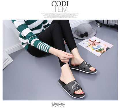 Summer Pvc Bathroom Slippers Home Cartoon Couple Slippers Indoor Cute Bath Non-Slip Sandals Women's Stall