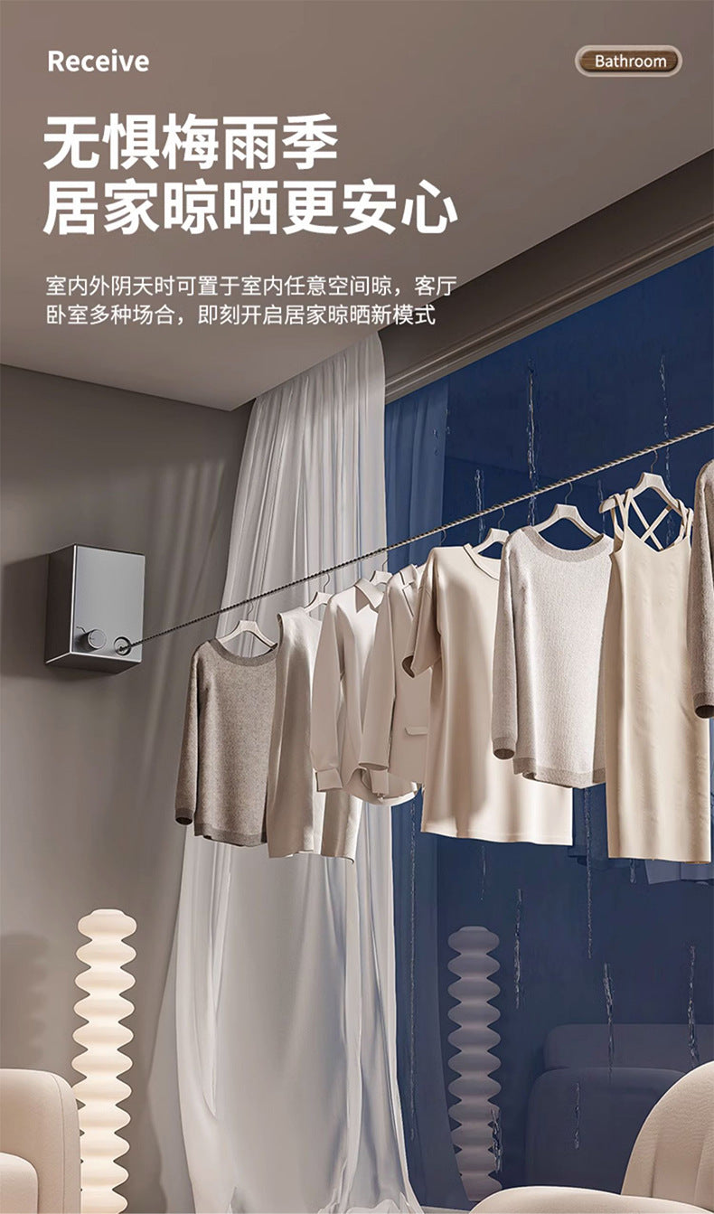 Invisible Clothesline Clothes Artifact Rope Indoor Punch-free Toilet Invisible Telescopic Balcony Rack
