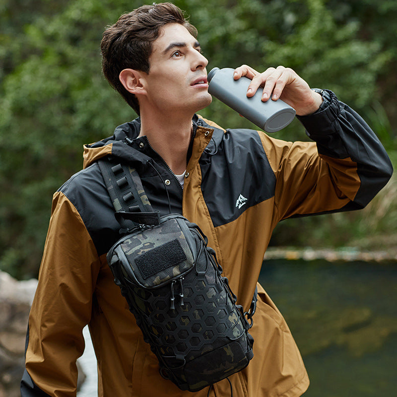 Men's Tactical Chest Bag, Crossbody Bag, Functional Outdoor Travel Lightweight Camouflage Shoulder Bag, Multi-Functional Lure Backpack