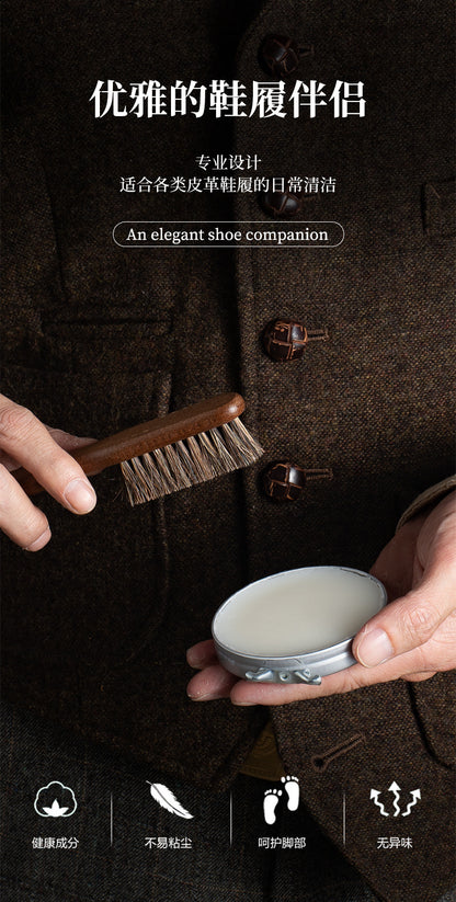 Beech Horsehair Brush for Leather Shoes, Oiling, Polishing, Dust Removal, Shoe Brush, Horsehair Cleaning Brush for Shiny White Shoes