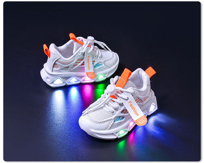 Light-Up Children's Shoes 2025 Spring & Fall New Led Light-Up Soft-Soled Sports Shoes for Small and Medium-Sized Children Women's Fashionable Casual Dad Shoes