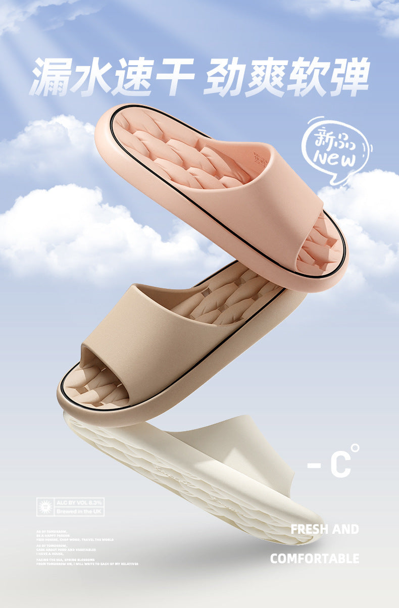 Leakage bathroom slippers ladies summer 2025 new indoor home non-slip bath quick-drying non-stinky feet sandals men