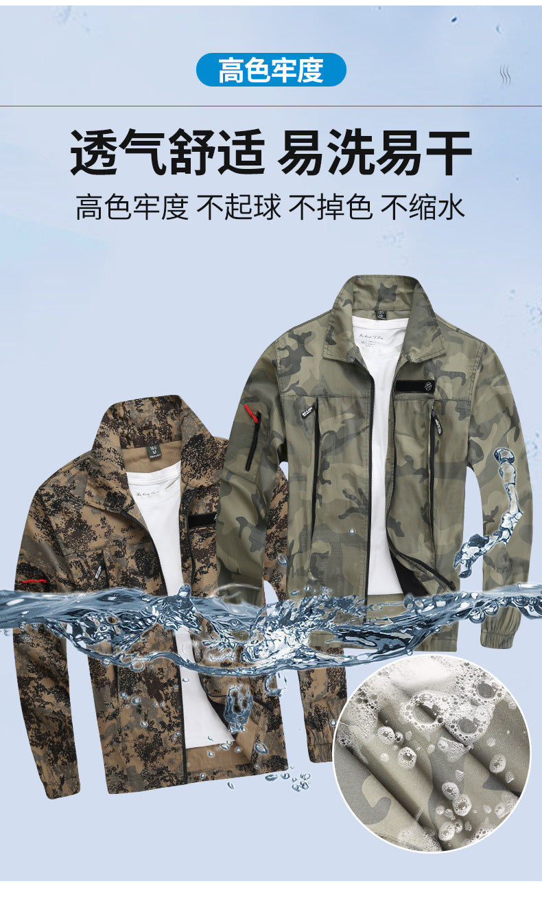 Summer Pure Cotton Thin Work Clothes Set for Men and Women Stretch Camouflage Clothing for Welders Wear-resistant Work-protection Clothing Casual Suit