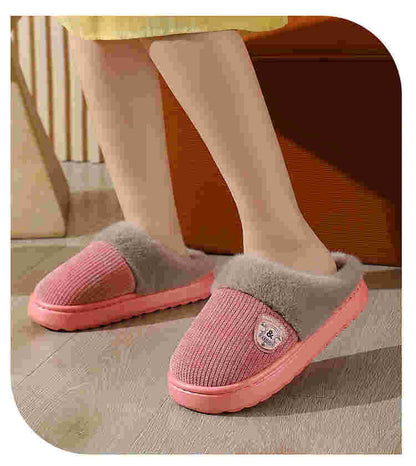 Autumn and Winter Cotton Slippers for Women 2025 New Home Indoor Couple Warm Plush Thickeneded Bottom Men's Cotton Slippers