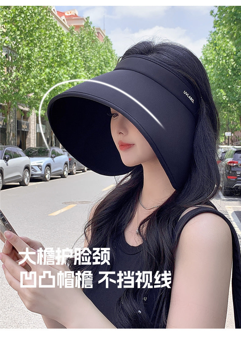 Upf50+ Large Brim Sun Hat for Women, Uv Protection, Open-Top Hat, Cycling Face-Covering Sun Hat, Breathable Ice Silk