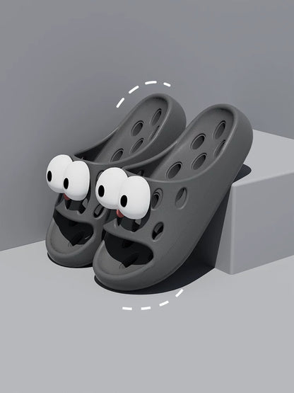 Bathroom Bath Slippers Women's Cartoon Eyes New Summer Home Dormitory Hotel Anti-slip Water Leakage Quick-drying Sandals for Men