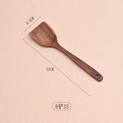 Paint-free Wax-free Wooden Cooking Spoon Shovel suit Kitchenware Long Handle Non-stick Pan Stir-frying Shovel Wooden Acacia Soup Spoon