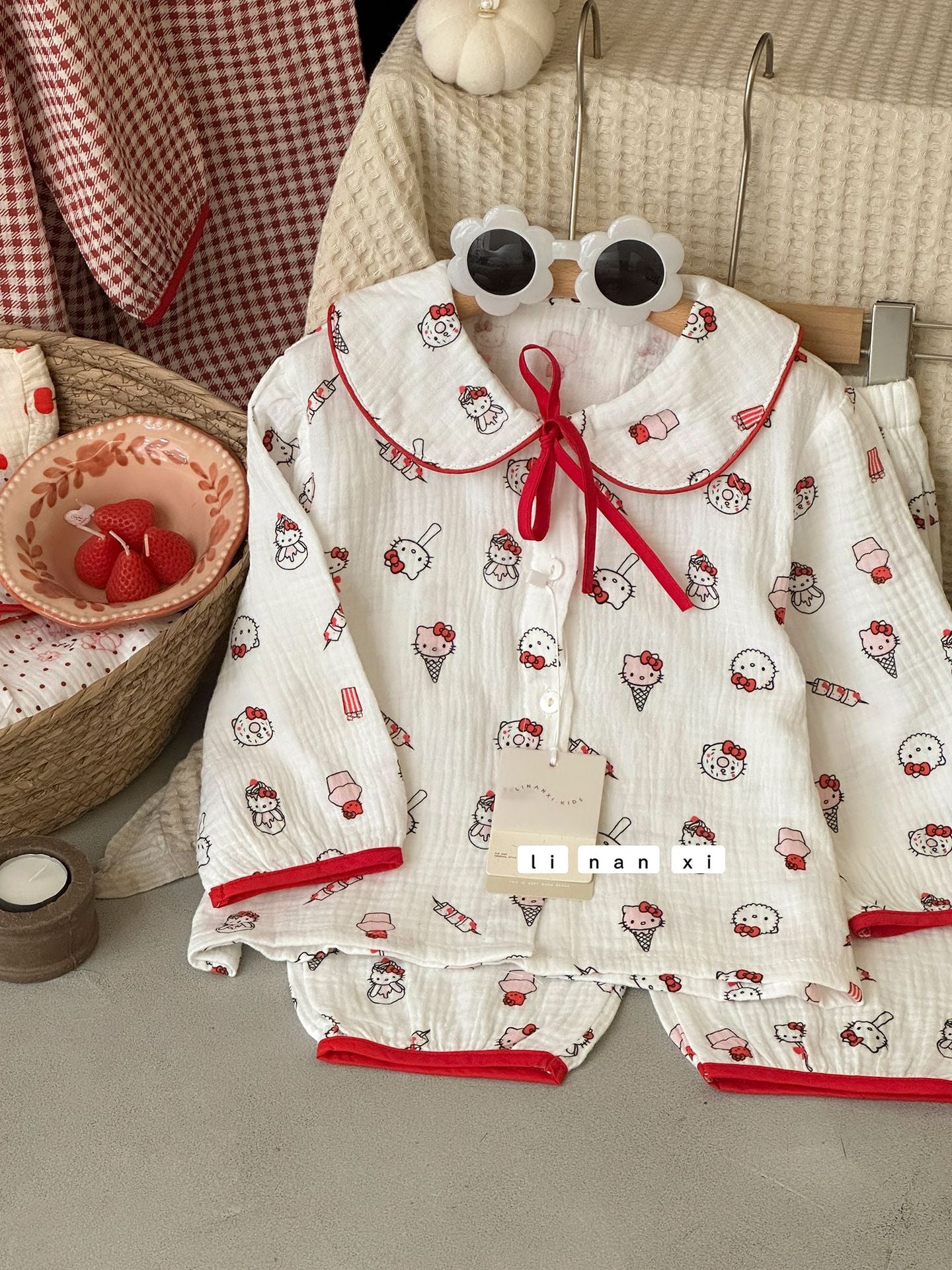 Princess Style Children's Lapel A-Class Cartoon Loungewear Set 2026 Spring New Baby Sweet and Cute Pajamas and Sleep Pants