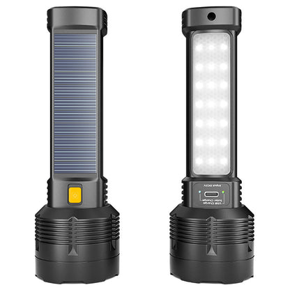 Strong solar flashlight super bright outdoor explosive long endurance with charging portable handheld 100,000 lumns light