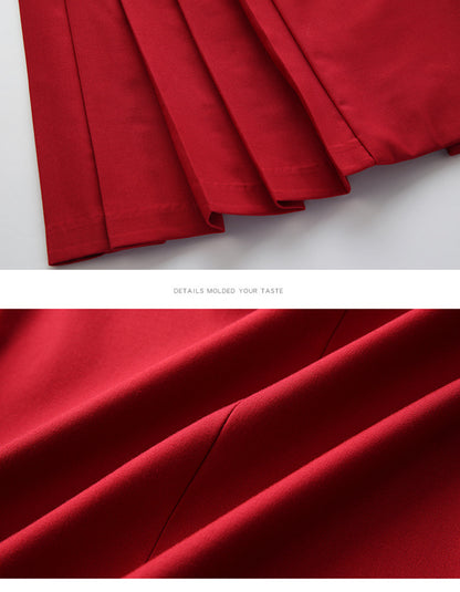 【Fashionable Pleated Skirt】Blue Dress for Women Autumn 2026 New Style Unique Design Korean Version Suspender Dress