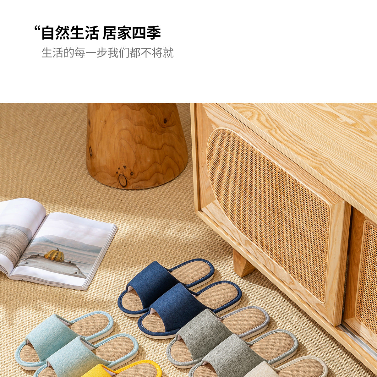 Linen Slippers for Women, Summer Breathable, Sweat-Absorbent, Non-Slip, Silent, Indoor Home Floor Cotton and Linen Slippers, Universal for All Seasons