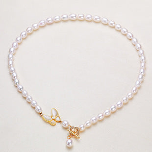 Zhuji jewelry wholesale round freshwater pearl necklace women send mother chain slightly defective real pearl necklace clavicle chain
