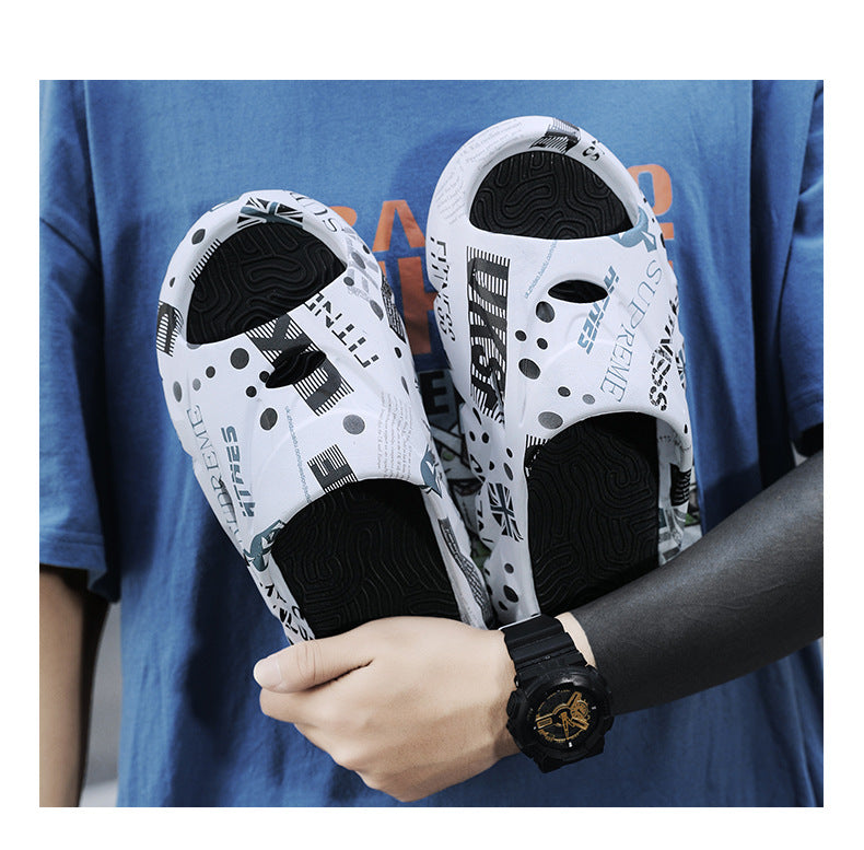 Coconut Slippers for Men to Wear Outside in Summer, Non-Slip Thick Soles for Stepping on Shit, Home Bathing, Men's Outdoor Sports Beach Sandals