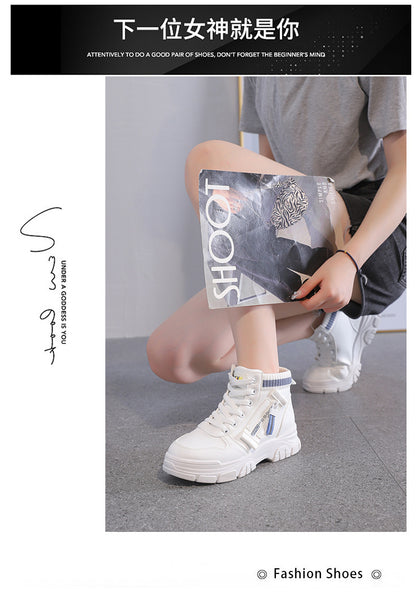 High-Top White Sneakers for Women 2026 Autumn Trendy Shoes Student Korean Style Versatile New Sneakers Sports Shoes Women's Shoes Qr522