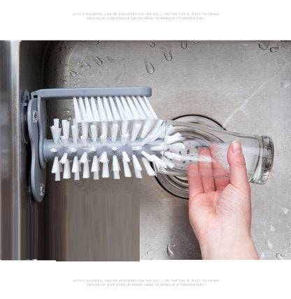 Cup Brush, Cup Washing Brush, Suction Cup Brush, Multifunctional Milk Tea Shop Suction Wall Rotating Decontamination Cleaning Glass Cup Brush