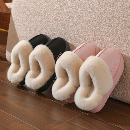 Couple's Cotton Slippers for Women, Thick-Soled, Warm, Non-Slip Home Slippers for Men, Autumn and Winter Indoor Non-Slip Soft-Soled Maternity Shoes