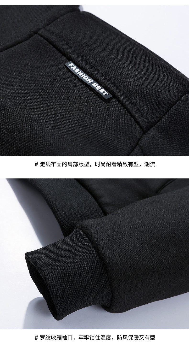 Autumn and Winter New Casual Cardigan Sweater Men's fleece-lined Hooded Men's Sweater Loose Sports Zipper Knitted Jacket