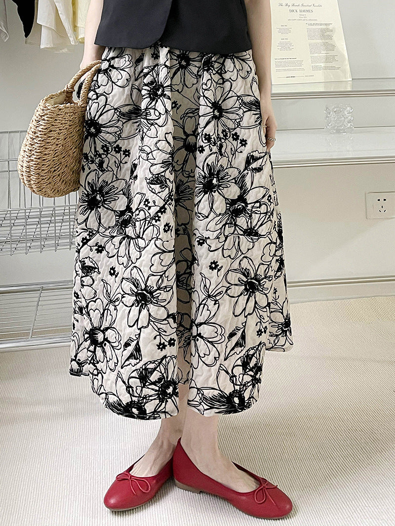 Ju Zhi 2026 Early Spring Velvet Skirt for Women, Heavy Craftsmanship, Niche Retro French High-Waisted Mid-Length A-Line Skirt 1572