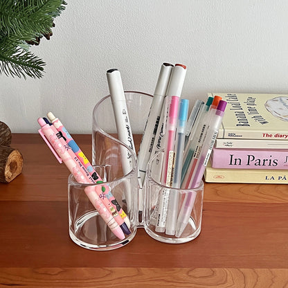 Simple Transparent Acrylic Cosmetic Brush Storage Bucket Desktop Student Pen Conner Desktop Cosmetic Lipstick Storage Box
