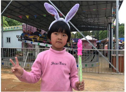 Led Light-Up Plush Bunny Ears Headband for Kids with Light-Up Hair Clip Decoration for Party Performance Props Styling