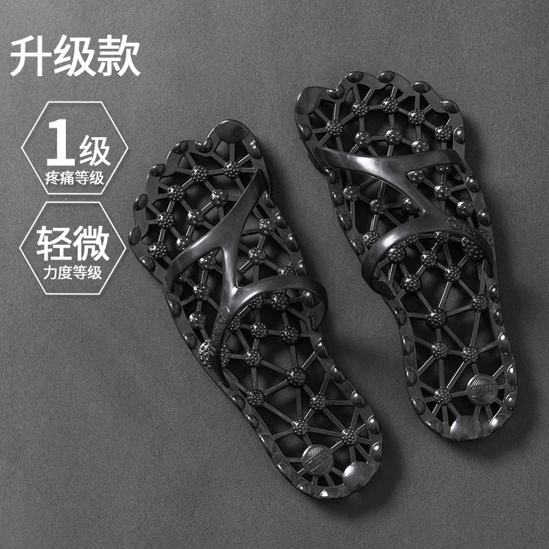 Foot Acupressure Massage Slippers for Women, Summer Bathroom Hollow Breathable Non-Slip Massage Slippers for Men, Outdoor Summer Health Shoes