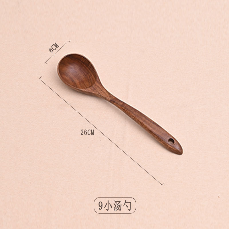 Paint-free Wax-free Wooden Cooking Spoon Shovel suit Kitchenware Long Handle Non-stick Pan Stir-frying Shovel Wooden Acacia Soup Spoon