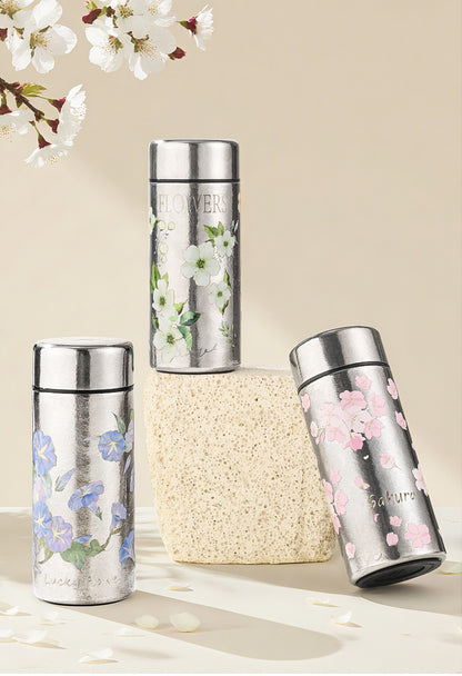 Pocket Insulated Cup Mini Compact Wave Cherry Blossom Rose Pure Titanium Coffee Mug Couple Portable Cute Healing Travel Companion
