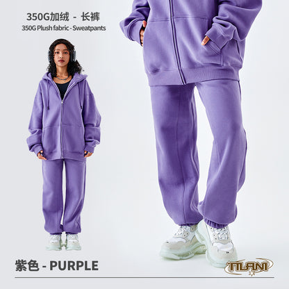 Tilani Men's Sweatshirt Cross-Border Casual Sports Suit Fashionable Pure Color Sweatshirt for Men and Women Simple Zipper Hoodie