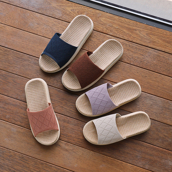 Baotou Spring & Fall Indoor Comfortable and Breathable Linen All Year Round Home Fabric Sandals for Women and Couples Floor Soft Bottom Home