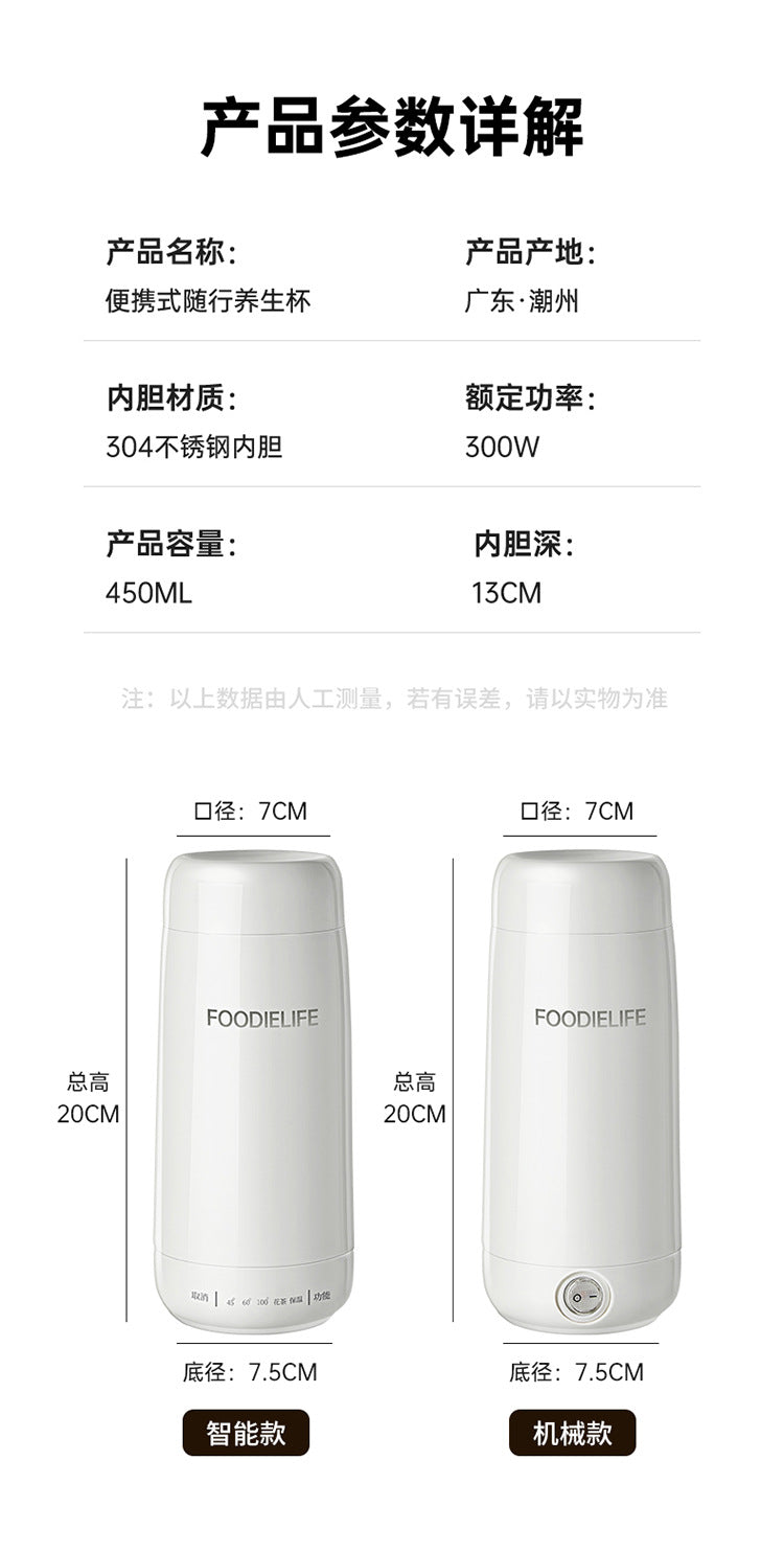 Travel Kettle Electric Heating Cup Small Portable Heating Stainless Steel Thermostatic Cup Health Kettle Tea Thermos Cup