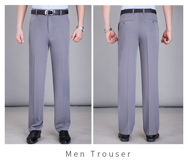 2025 New Summer Thin Mulberry Silk Middle-Aged Business Casual Straight Loose Wrinkle-Free Men's Pants